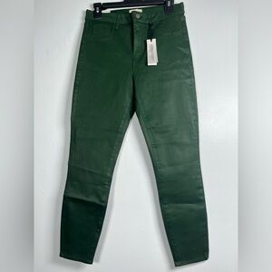 LAGENCE Margot High Rise Skinny  Coated Jeans NEW Size 30 Green